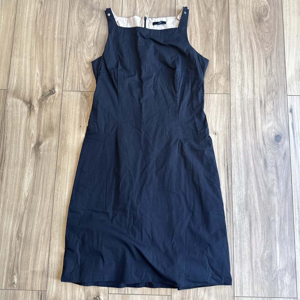Vintage Y2K GAP Black Sheath Dress Cotton Blend Sleeveless Square Neck 2002 Sz 4